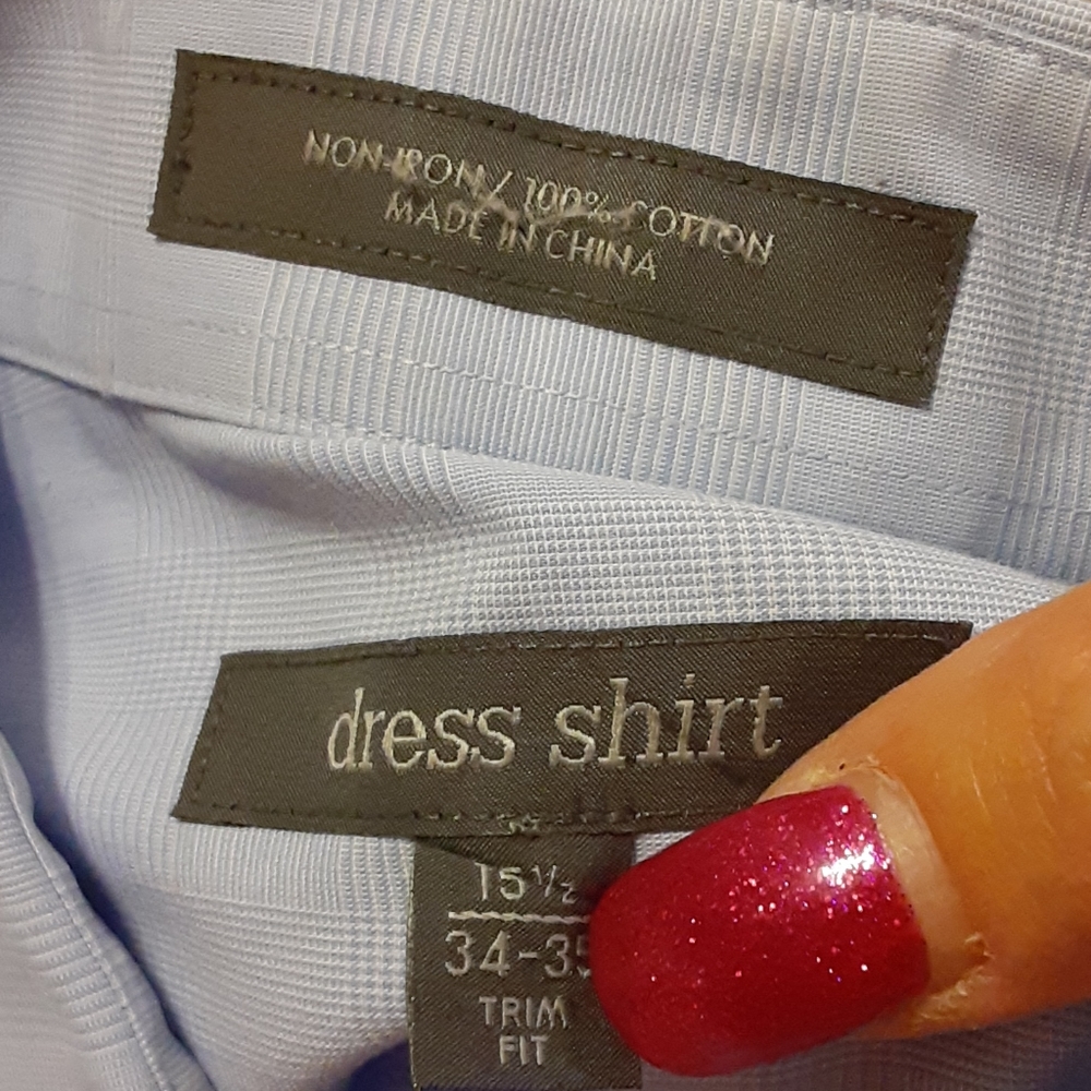 Nordstrom Rack No Iron Shirt 15.5 34/35 Trim Fit View 4